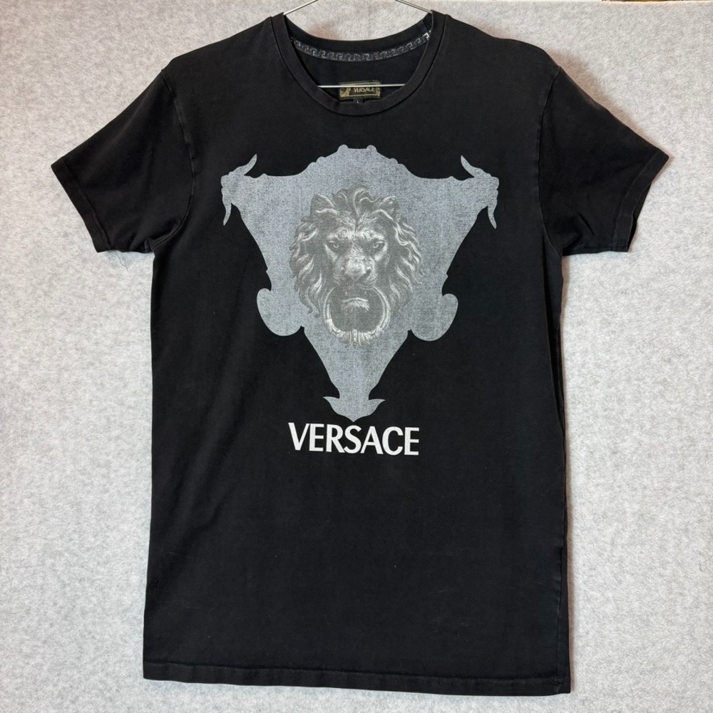Y2K Versace Modernity Lion Graphic T-Shirt Size Large Black Ittierre